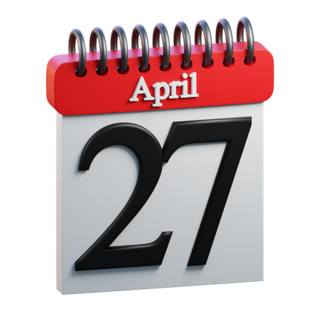 27 April Calendar  3D Icon