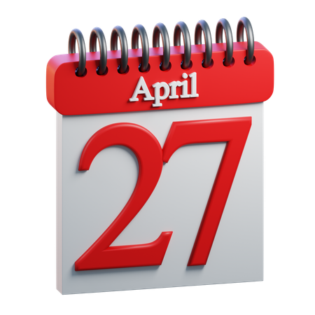 27 April Calendar  3D Icon