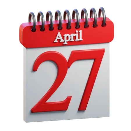 27 April Calendar  3D Icon