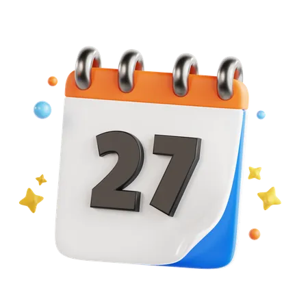 27 Date  3D Icon