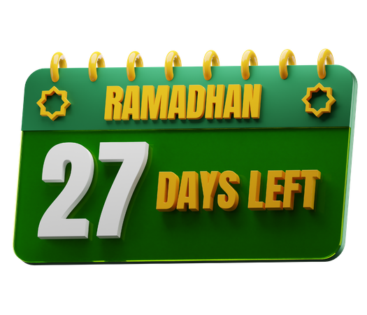 27 Days Left to Ramadan  3D Icon