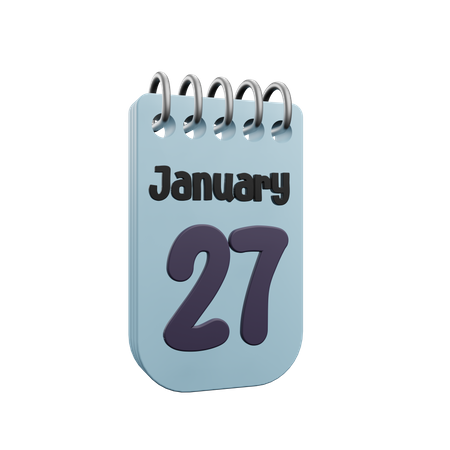 Calendário 27 de janeiro  3D Icon