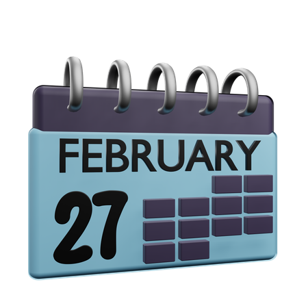 Calendario del 27 de febrero.  3D Icon