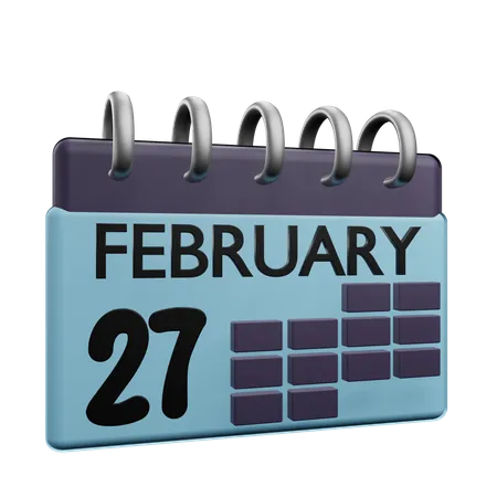 Calendario del 27 de febrero.  3D Icon