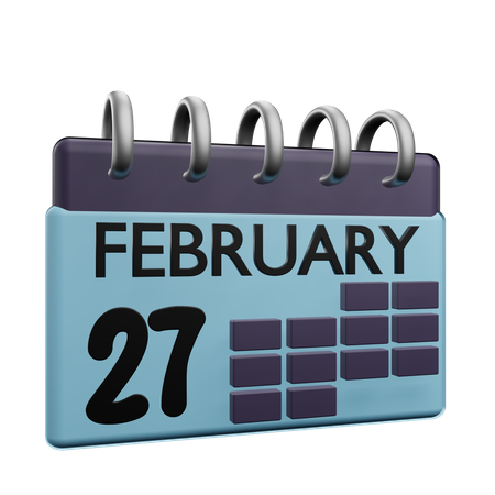 27 February Calender  3D Icon