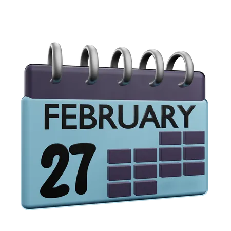 27 February Calender  3D Icon
