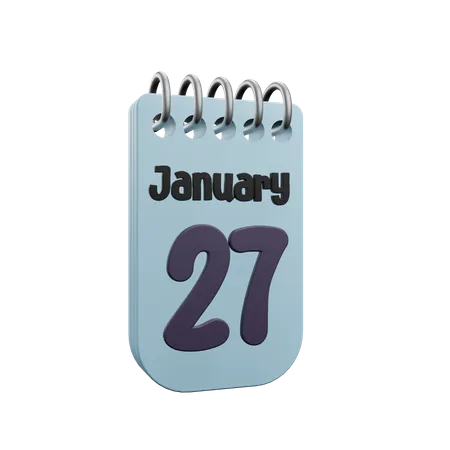 27 January Calender  3D Icon