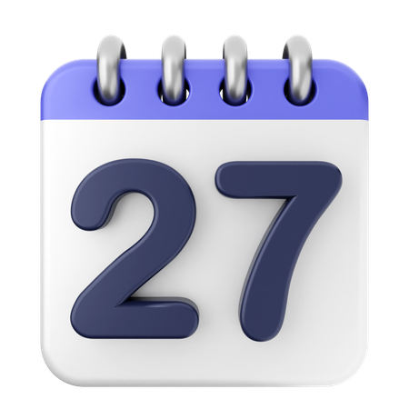 27th Calendar  3D Icon