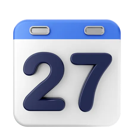 27th Calendar  3D Icon