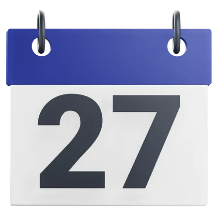 3 D 27th Twenty Seven Day Of Month Calendar Illustration 3D Icon