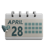 3d 28 april calender emoji