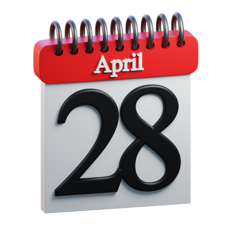 28 April Calendar  3D Icon