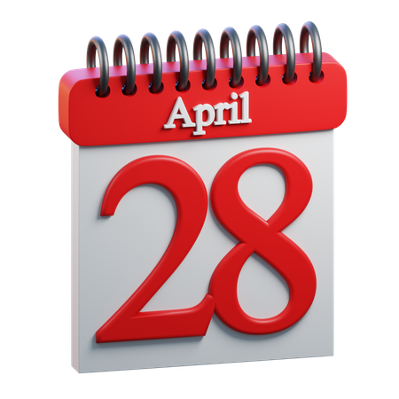 28 April Calendar  3D Icon