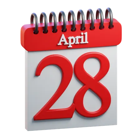 28 April Calendar  3D Icon