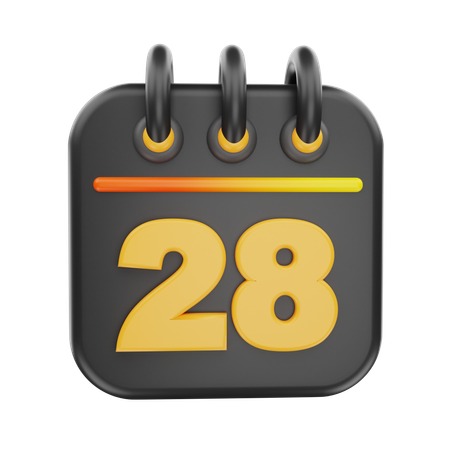 28 Date  3D Icon