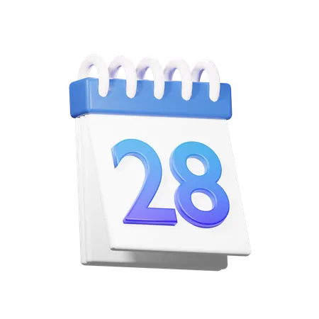 28 Date  3D Icon