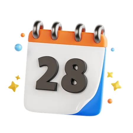 28 Date  3D Icon