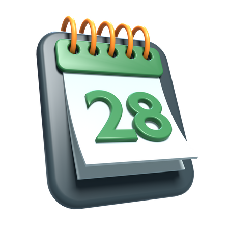 28 Date  3D Icon