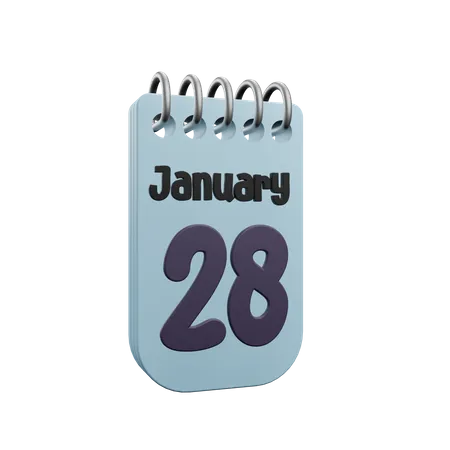 Calendario 28 de enero  3D Icon