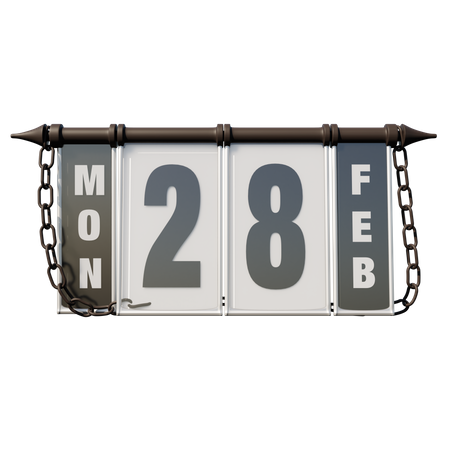 Febrero 28, 2022 lunes  3D Illustration