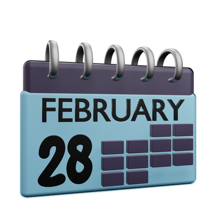 28. Februar Kalender  3D Icon