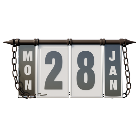 28. Januar Montag  3D Illustration