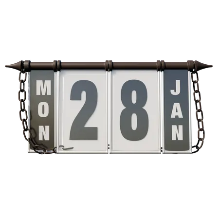 28. Januar Montag  3D Illustration