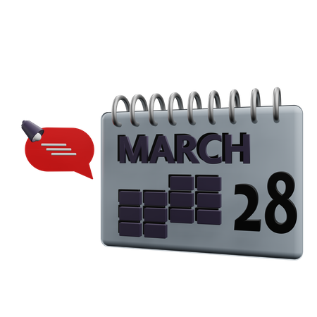 28. März Kalender  3D Icon