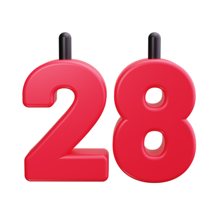 28 Number  3D Icon