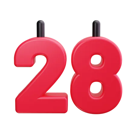 28 Number  3D Icon