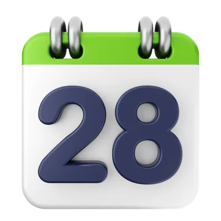 28th Calendar  3D Icon