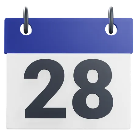 3 D 28th Twenty Eight Day Of Month Calendar Illustration 3D Icon