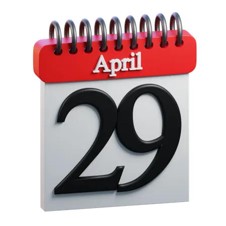 Calendrier du 29 avril  3D Icon