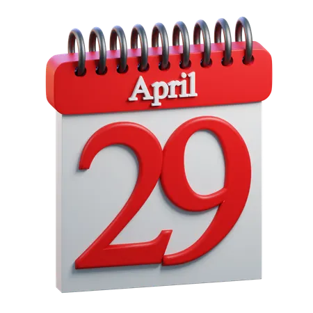 Calendrier du 29 avril  3D Icon