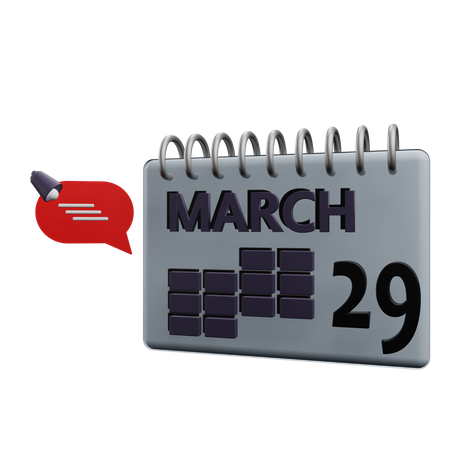 29 March Calender  3D Icon