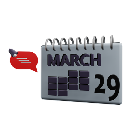 29 March Calender  3D Icon