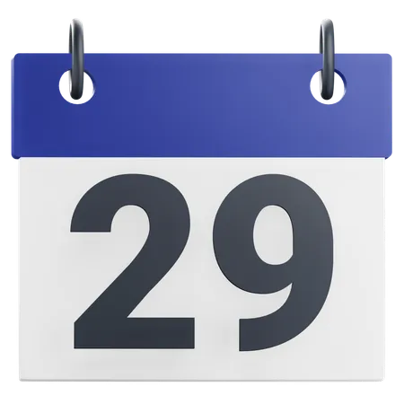 3 D 29th Twenty Nine Day Of Month Calendar Illustration 3D Icon
