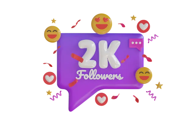 2k Followers  3D Icon