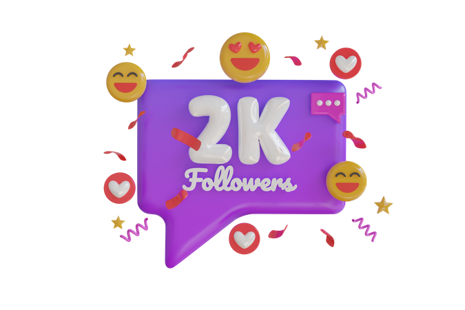 2k Followers  3D Icon