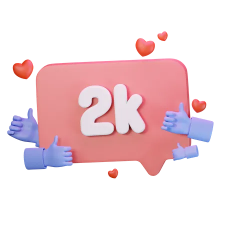 2k aiment les followers  3D Icon