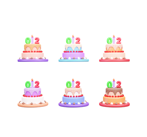 2nd Birthday Cake  3D Icon