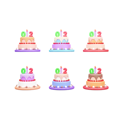 2nd Birthday Cake  3D Icon