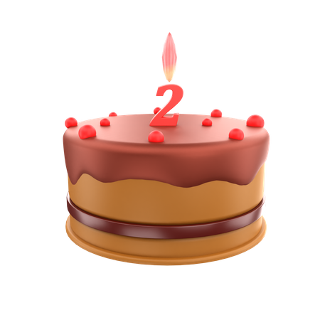 2nd Birthday Cake 3D Icon