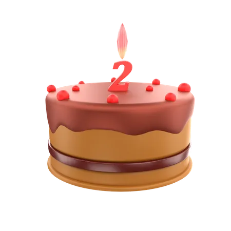 2nd Birthday Cake 3D Icon