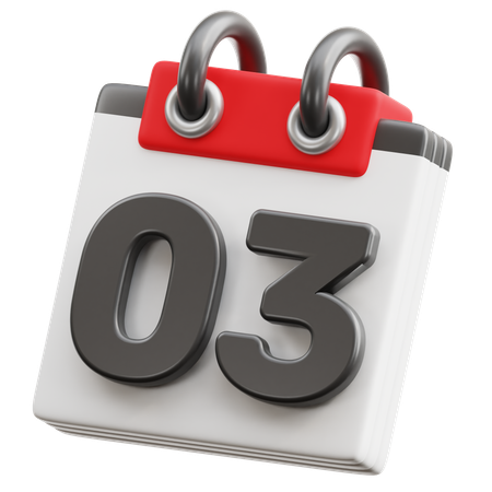 달력 날짜 3  3D Icon
