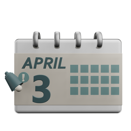 3 April  3D Icon