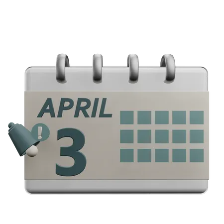 3 April  3D Icon