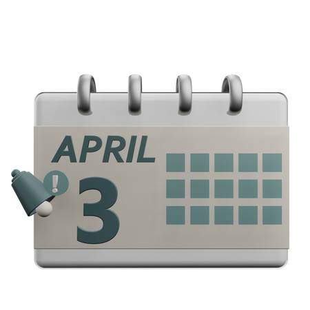 3 April  3D Icon