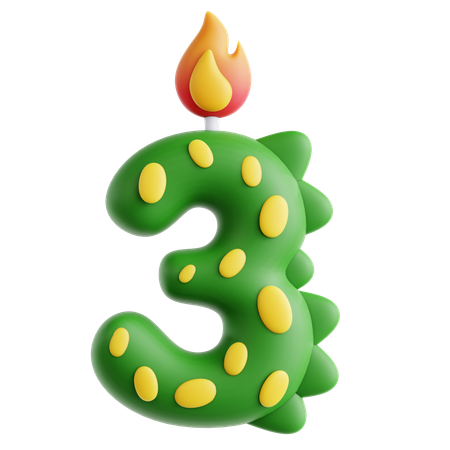 3 Cute Dinosaur Candle  3D Icon