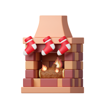 3 D Christmas Fireplace  3D Icon